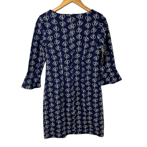 Boden Climbing Ivy Newlyn Dress Navy Blue Size 6 Jacquard Fluted Sleeves JQ232 - Picture 5 of 10